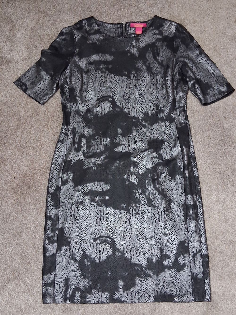 Catherines Black Snake-Print Midi Dress with Exposed Back Zip